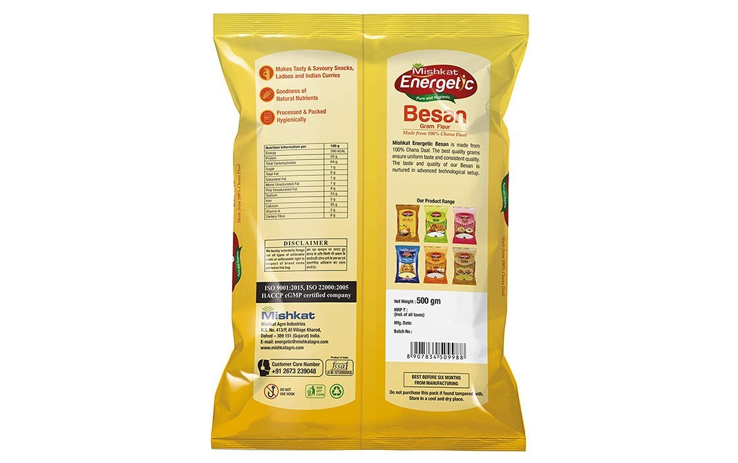 Mishkat Energetic Besan (Gram Flour)   Pack  500 grams